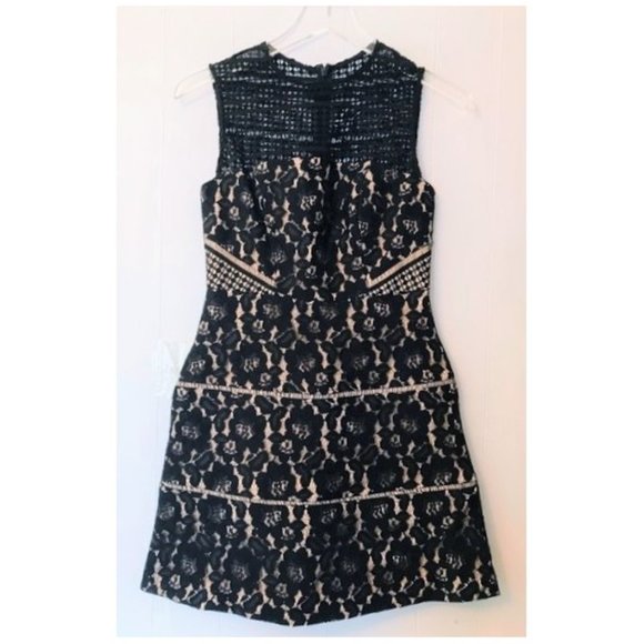 AIDAN MATTOX BLACK LACE FIT & FLARE SLEEVELESS MINI DRESS 0 NWT - Picture 9 of 10